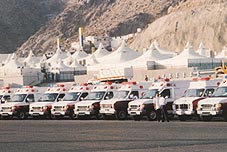 Red Crescent ambulances in Mina Click to view high resolution version