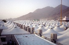 The modern fire-resistant and air-conditioned tents in Mina Click to view high resolution version