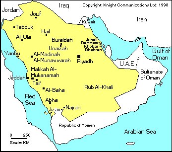 Map of the Kingdom of Saudi Arabia